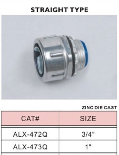 Conector Metálico Galvanizado Recto 3/4 Pulgada, Precio X10u 1