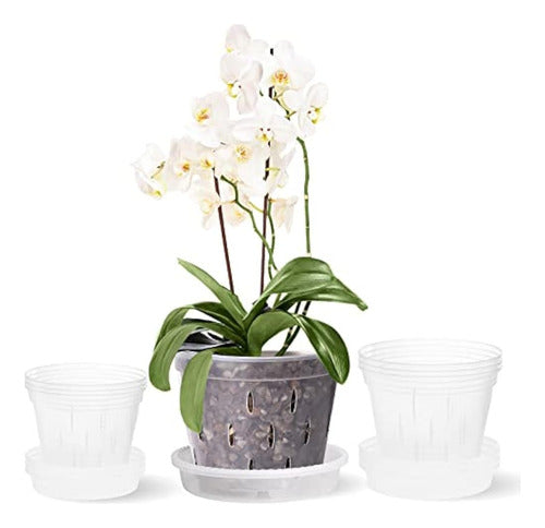 Truedays Orchid Pots with Holes - Plastic Flower Planters 0