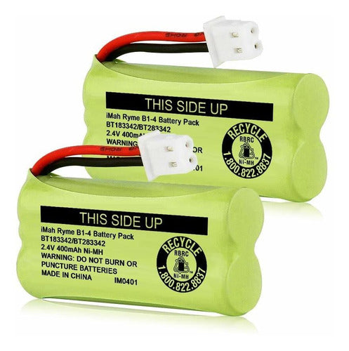 iMah BT183342/BT283342 2.4V 400mAh Ni-MH Battery Pack - Pack of 2 0