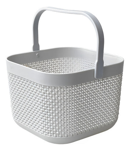 Generic Organizer Basket With Handle White 18cm H x 24cm W x 24cm L 0