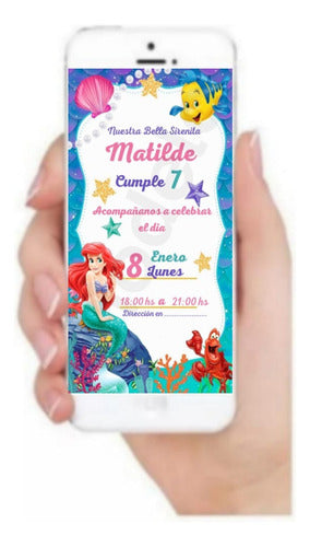 Design Flower Customized Digital Birthday Invitations - Little Mermaid Theme 0