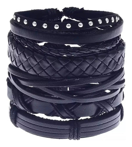 MAS Accesorios Men's Bracelet Set 5 in 1 EcoLeather 0