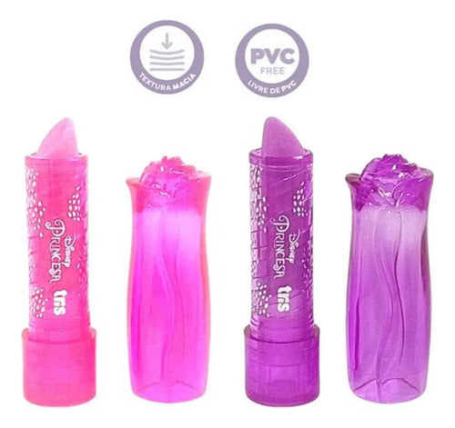 Borracha Batom Retratil Princesas Disney Rosa/roxo - Tris 2