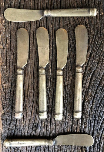 42 Antique Aged Bronze Spreading Knives Set 1