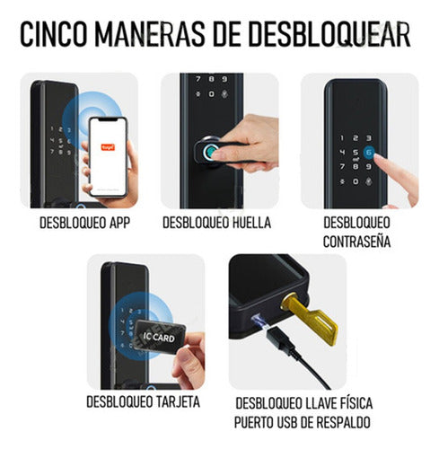 Smart Lock Digital Biometric Smart Lock with Fingerprint, Card, and WiFi Reinforced - Black 2