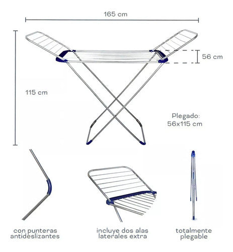 Tienda Madi Extra Large Foldable Aluminum Clothes Rack with Wings 2