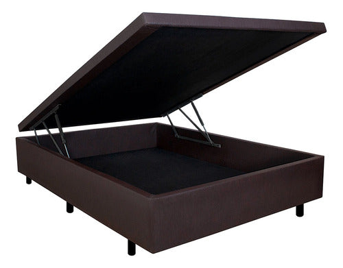 Cama Box Baú Viúvo 120x203x34 Cm Courino Linho Marrom 0