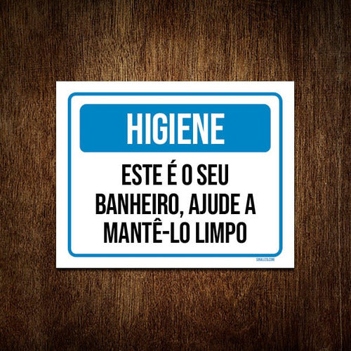 Kit 3 Placas Higiene Este Seu Banheiro Ajude Mante-lo Limpo 0