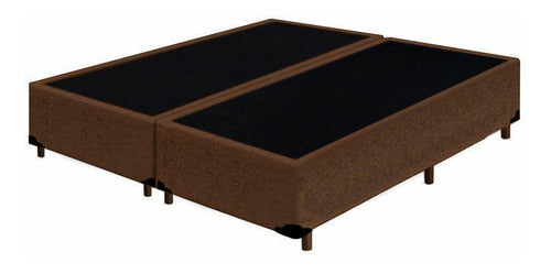 Base Cama Box Queen Bipartido Suede Marrom - 158x198x39 0