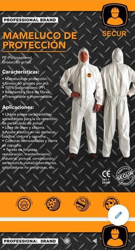 Secur Mameluco Impermeable Descartable Con Capucha 100% Protección 1