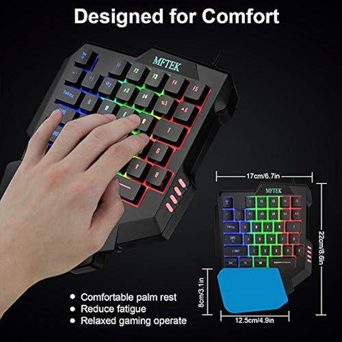 Mftek Combo De Teclado Y Mouse Para Juegos De Una Mano 4