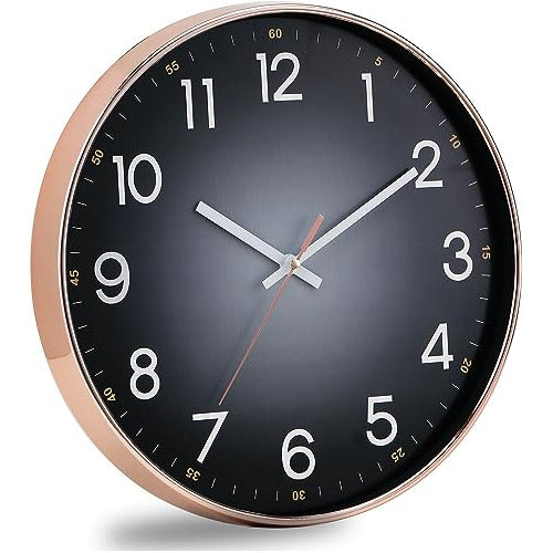 Reloj De Pared Redondo Negro Moderno 30 Cm Numeros Blancos 2