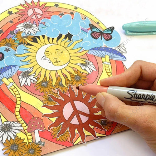 Sharpie Kit 12 Pastel Fine Markers + Mandalas 6