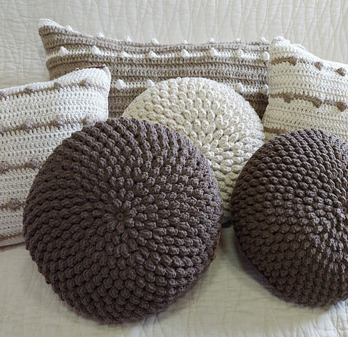 Round Crochet Cushion - Handcrafted Knits - Motif 40 cm 8