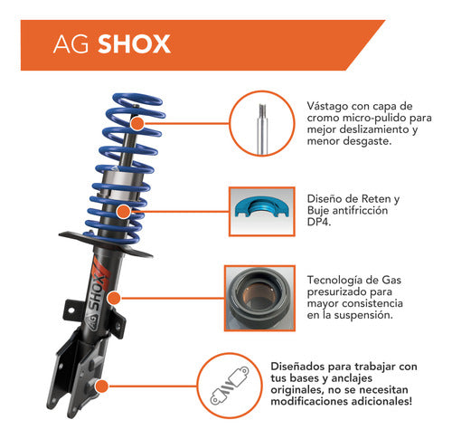 AG Shox Short Stroke Front Shock Absorber Kit for VW Gol Power 2