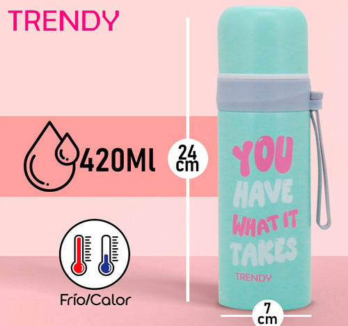 Thermal Water Bottle Stainless Steel 420ml - Sports Camping Hot Cold 1
