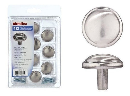 Richelieu Hardware - DP0218195 - Pack of 10 Units - Traditional Metal Knobs - 218 - Brushed Nickel Finish 0