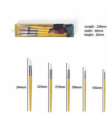 HIMI Set of 5 Gouache Watercolor Brushes - Yellow 1