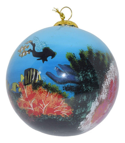 Art Studio Company Adorno De Navidad De Vidrio Pintado A Mano - Scuba Divers Fl 0