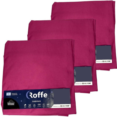 Pack of 3 Adjustable Queen Size Sheets 220 X 240 Cm - Roffe 72