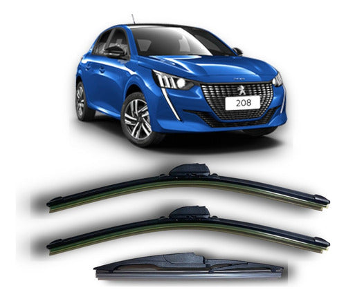 Peugeot Flexible Rubber Wiper Blade Set Kit 3 for 208 New 2020 to 2024 0