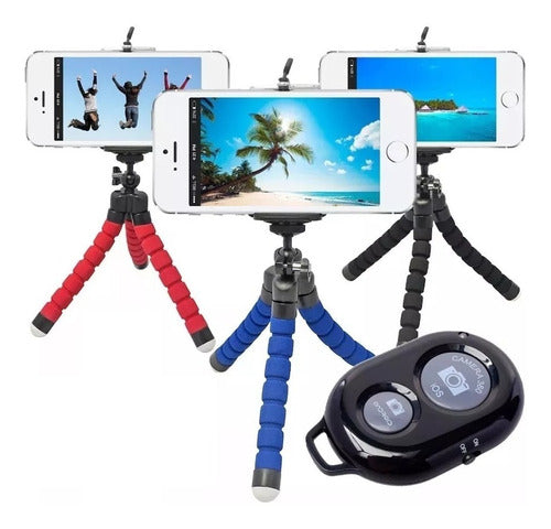 Spider Mini Tripod + Cell Phone Adapter + Bluetooth Remote Control 1