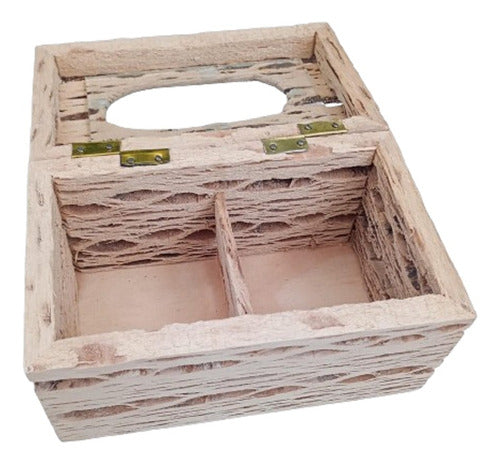 Handmade Wooden Tea Box with 2 Divisions 0