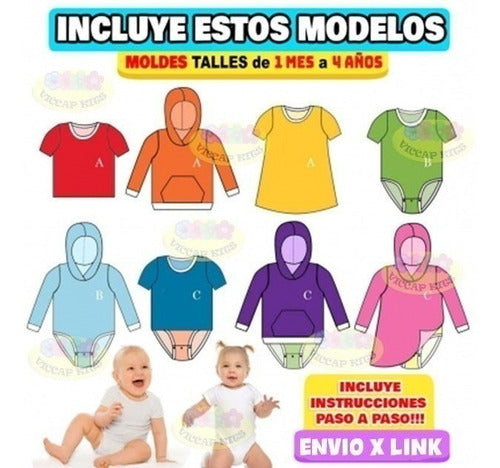 Moldes Y Patrones De Ropa Para Bebés Bodys Enteritos Campera 3