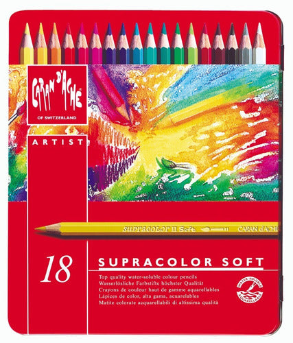 Lapices Carandache Supracolor Soft X 18 Acuarelables Lata 0