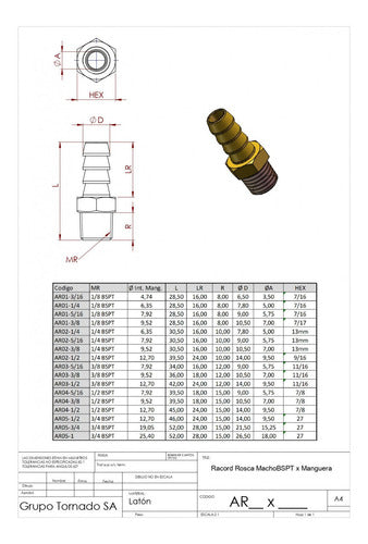 Intor Tomagoma Male-Hose Fitting 1/8 BSPT Ø 1/4, Brass 1