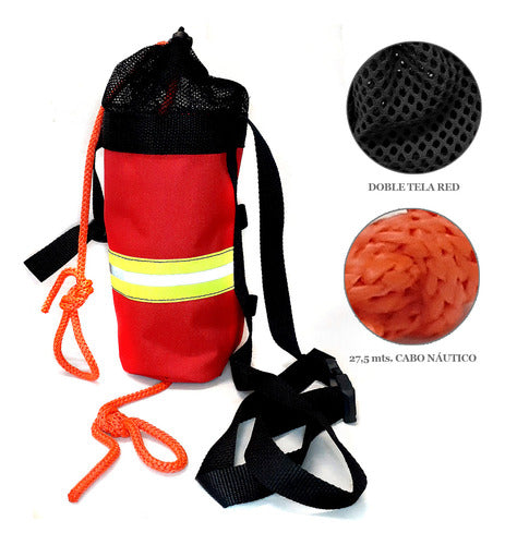 Bolso De Rescate Acuático Con Red Negra Y Cabo Flotante 27mt 1