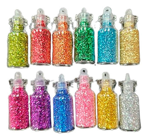 Set 12 Mini Pigmentos Glitter Purpurina Para Resina Uñas 0