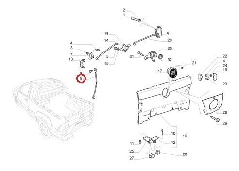 Cable Tirante Limitador Porton Tras. Fiat Strada Fase 3 Y 4 2