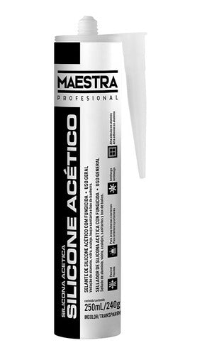 Maestra Transparent Acetic Silicone Cartridge 250ml / 240gr 0