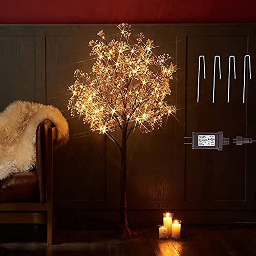 Árbol De Gypsophila Iluminado Hairui 4ft 90 Led Flores Artif 0