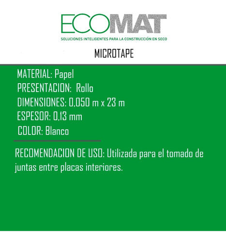 Ecomat Cinta Microperforada Papel Para Durlock X 23mts 3