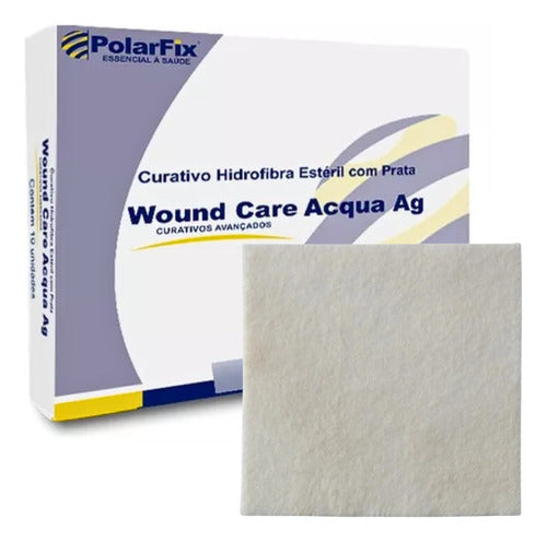 02 Curativo Hidrofibra Com Prata Wound Care Acqua Ag 10x10cm 0