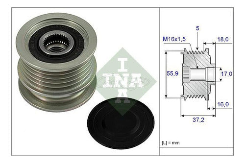 INA Tnx717 Alternator Pulley Bora Golf Polo 1.9D 5Pk 1