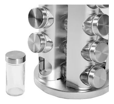 Genérica Glass Spice Rack with Rotating Metal Base and 20 Jars 1