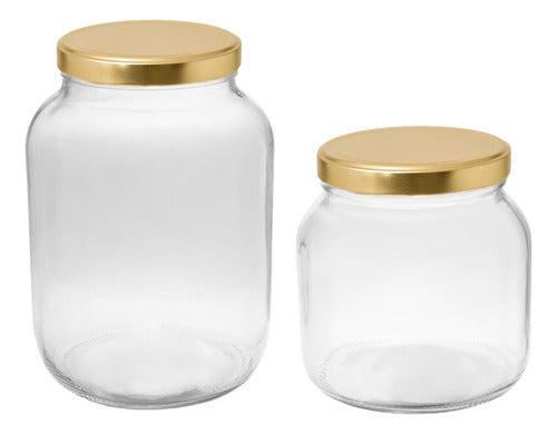 Set of 2 Giant Glass Jars 1500 mL and 2 Giant Glass Jars 3000 mL with Metal Lids 0