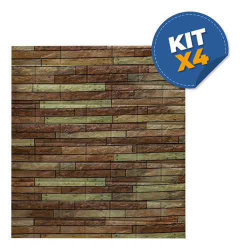 Tushop Kit X 4 Revestimientos Autodhesivos 3D Listones De Madera 1