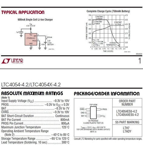 Linear Technology LTC4054ES5-4.2 Set X 6 LTH7 1