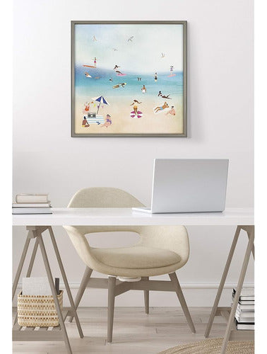 Kate Y Laurel Blake The Beach Ii Framed Printed Wood Wall Ar 1