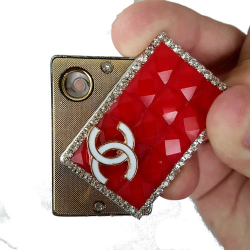 Rechargeable USB Digital Lighter with Stones and Sparkles 5