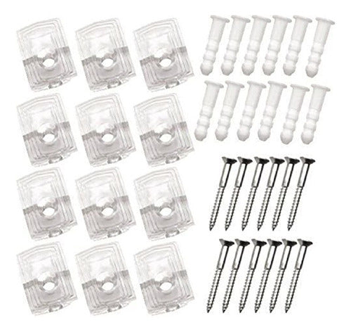 Kit De Clips De 12 Piezas De Espejo De Pared Con Tornillos Y 0