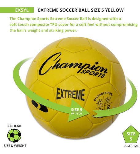 Champion Sports Extreme Series Size 5 Soccer Ball - Yellow 2