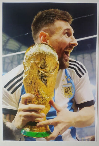 Laser Rock Poster Lamina Messi Sonrie Copa Argentina Campeon 0