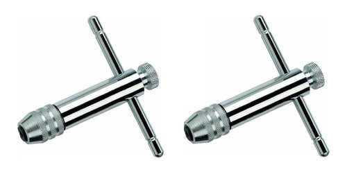 2-Piece Chuck Handle with Ratchet for 3 to 8 mm Taps x2 Ruhlmann 0