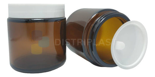 Distriplast Amber Glass Jar with Screw Lid 100cc 100ml Pack of 100 5