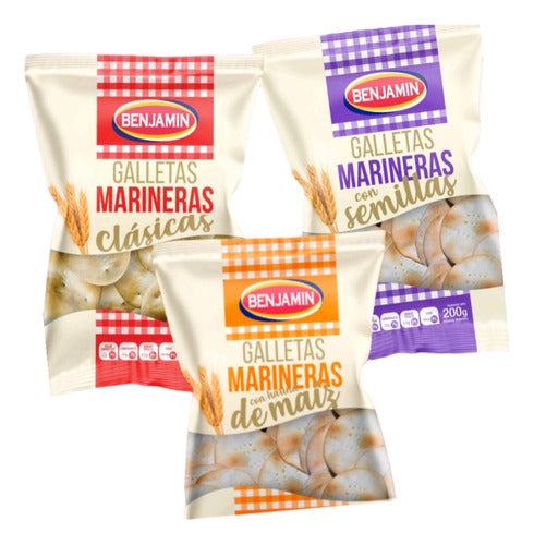 Benjamin Marineras Crackers, Salt-Free - 10 x 350g Each 1